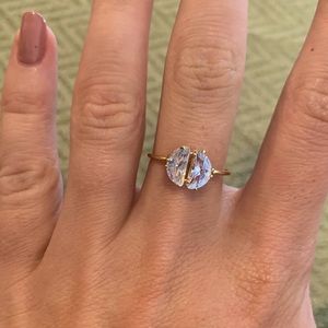 Dainty gold crystal ring